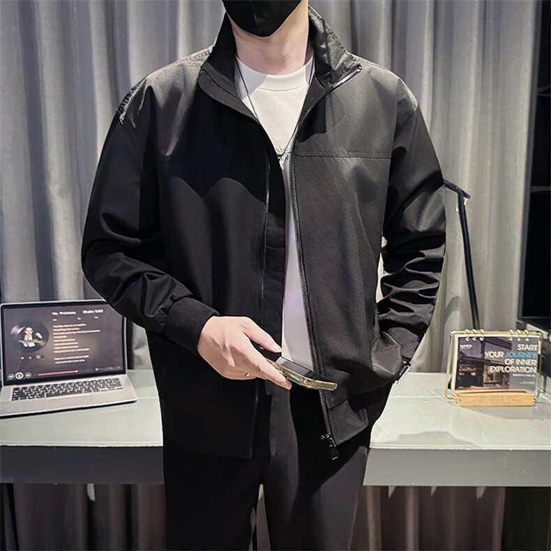 社会小伙 秋装新款男时尚夹克男店主外套 JK80-P78 控128 黑色图片
