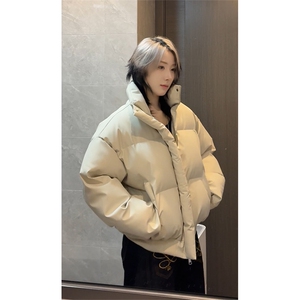 男女情侣立领棉衣PU皮短款棉服加厚保暖美式棉袄外套MF3667-特P85图片