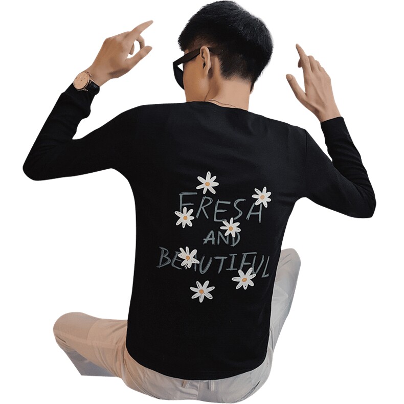 5秋季长袖修身T恤印花社会精神小伙韩版潮男打底衫C301B-CT13,男装T恤,电商C301B