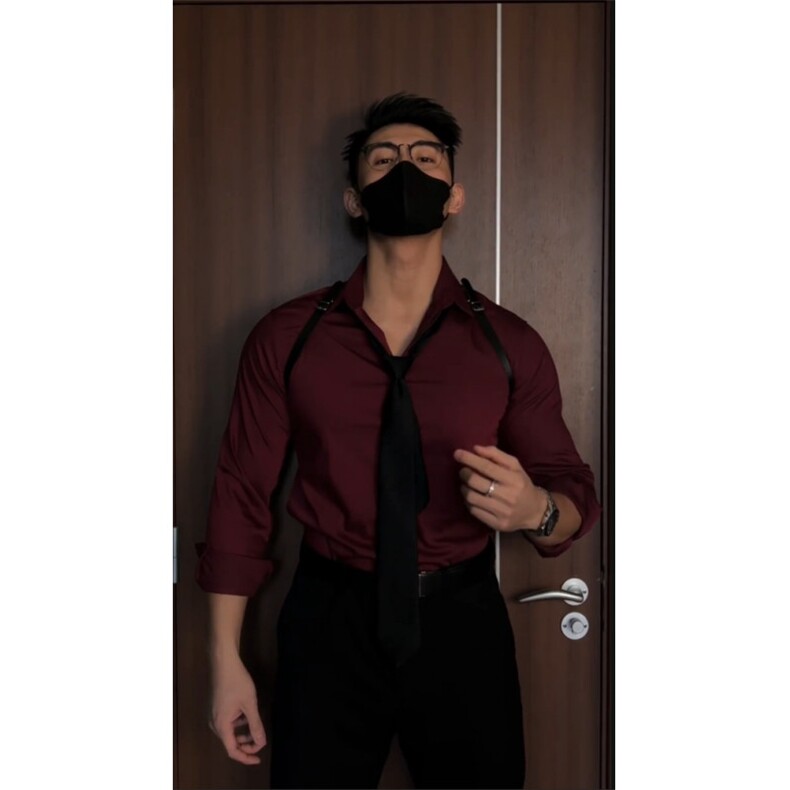 枫叶红禁欲系酒红色衬衫男春秋季痞帅dk男生制服长袖衬衣打底衫,男装衬衫,星座1007（原301D）