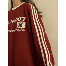 中性圆领印花字母图案袖子三杠织带大码M-5XL卫衣WY77762P48控68，男装卫衣，星座227-7
