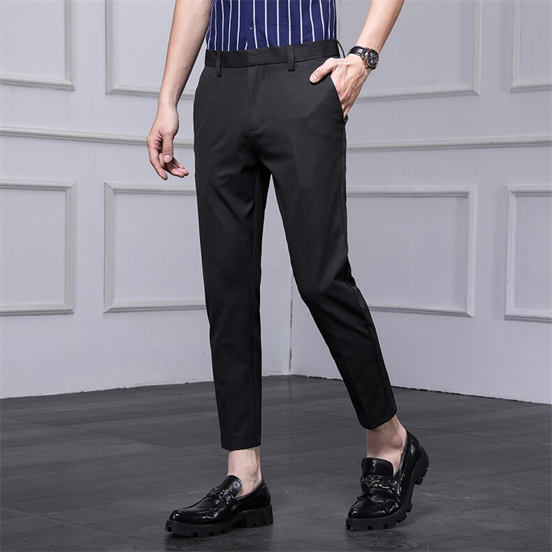 裤子男韩版潮流秋冬季新款九分小西裤男士修身垂感西装裤休闲长裤，男装西裤，星座505-2（原电商A260-1)
