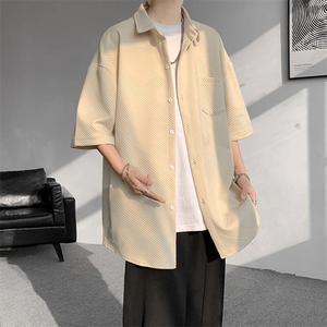 短袖衬衫男夏季新款港风上衣宽松提花大码衬衣CS006-P36