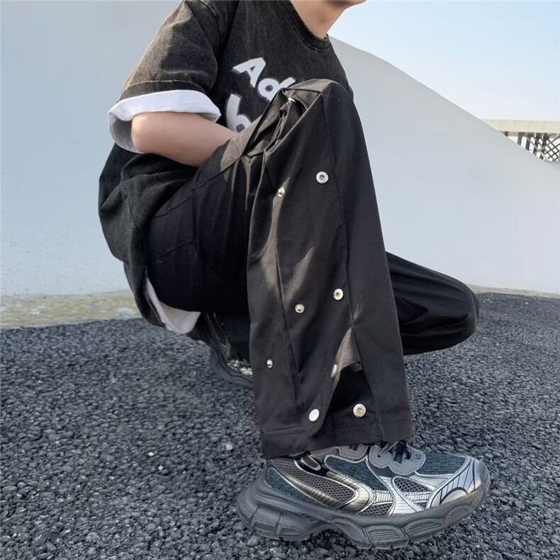 美式街头裤子男夏季薄款排扣休闲裤宽松拖地嘻哈炸街CK501P35,男装休闲裤,星座410-2