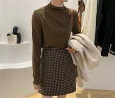 格子半裙，女装半身裙，素妮