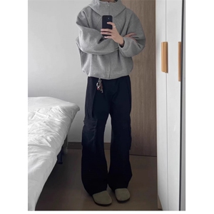 美式cleanfit重磅开衫卫衣男秋季加绒高街潮牌百搭连帽外套图片