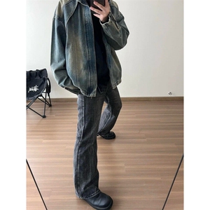解构水洗重磅复古潮牌牛仔夹克外套男宽松不规则JK850B特P75图片
