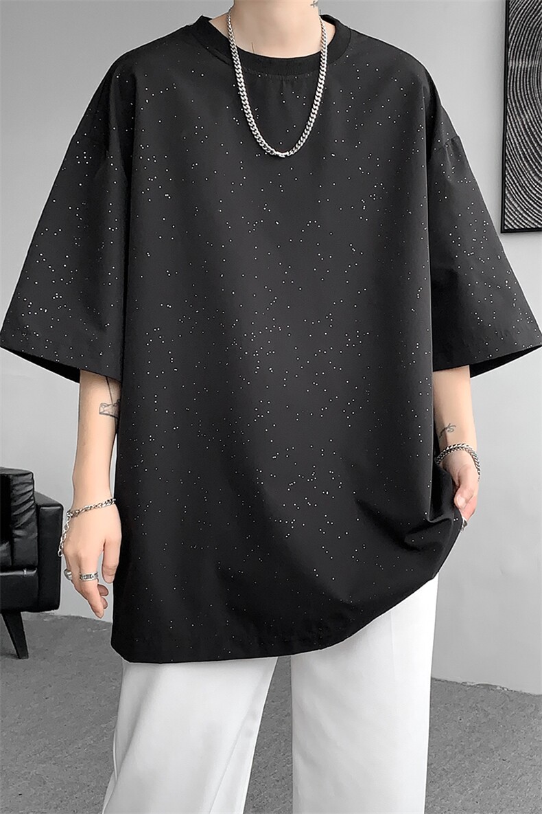 8XL-M特大码满天星短袖T恤男亮片oversize港风半截袖DX316P16,男装T恤,电商D206-1