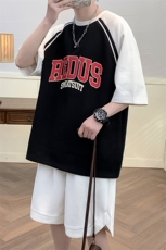 夏上新青少年印花半袖套装宽松运动短裤T恤男女7807-P75控价108，男装T恤，电商A441-1