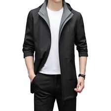 春款夹克男2023新款商务休闲爸爸脱卸帽外套中年男士风衣爸爸装，男装风衣，电商B212（原钱塘6029）