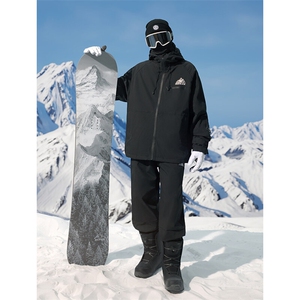 连帽防水防风滑雪服男女户外单板中性风套装HF66+K1077J加绒-P240图片