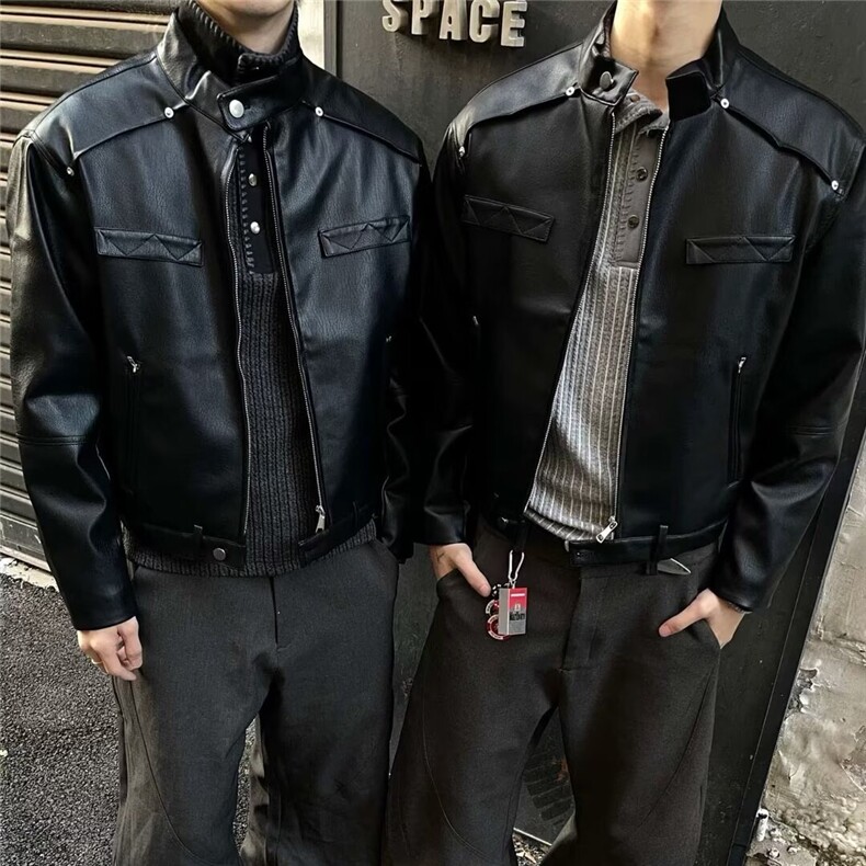 有货。夹克男拉链cleanfit短款机车服痞帅外套W6952-P65,男装夹克,星座412-3