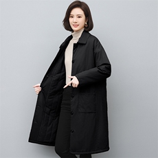 时尚百搭中长款棉衣外套女冬季新款宽松显瘦保暖棉服，女装棉衣/棉服，江忆布依