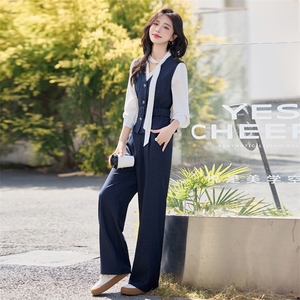 高级感职业马甲套装女2025春季新款超火减龄气质阔腿裤穿搭三件套图片