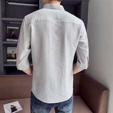 现货2021品质好薄款七分袖衬衫男士短袖修身中袖衬衣CS17P40，男装T恤，电商B413