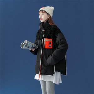 1中性80%白鸭绒宽松保暖无帽羽绒服男羊羔毛拼接羽绒外套7958P225图片