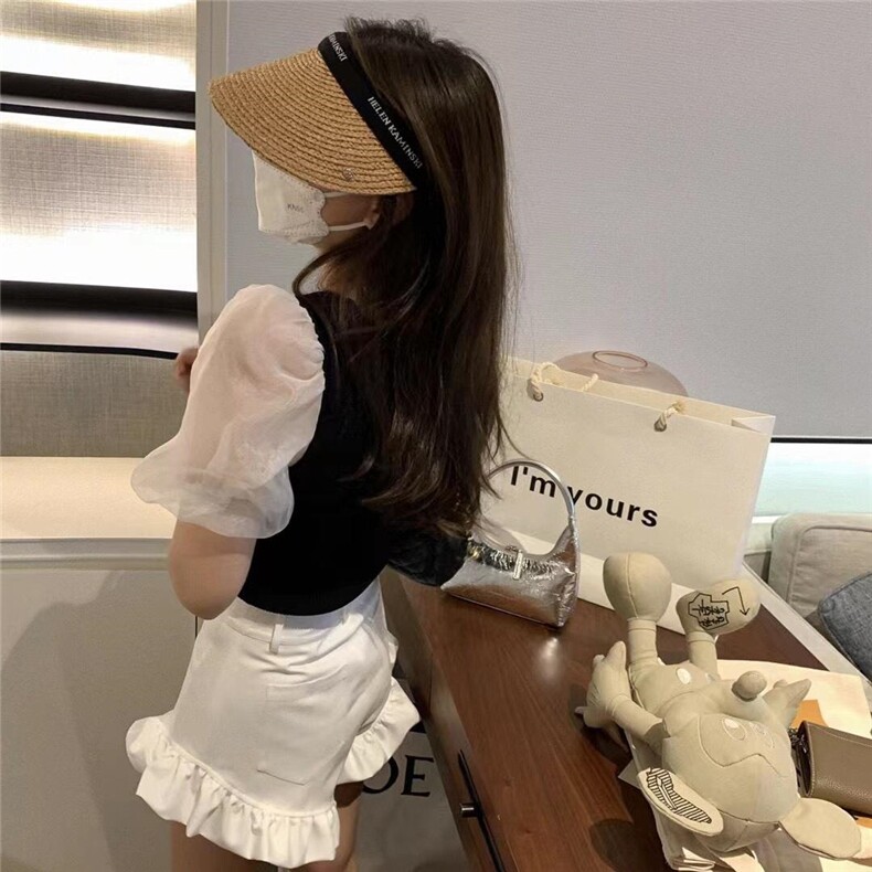 现货夏款上衣欧根纱拼接针织，其它，XTZ style