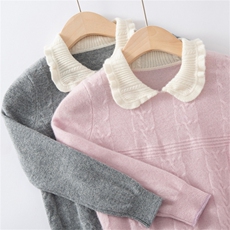 2025新款男女通用儿童十二针麻花娃娃领，童装儿童羊绒衫，圣极绒童装