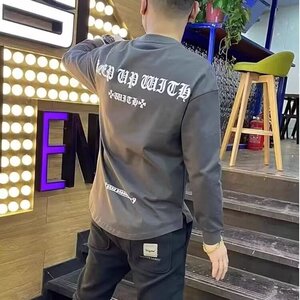 网红潮牌燕尾卫衣男秋季新款圆弧开衩字母休闲上衣服时尚百搭长袖图片