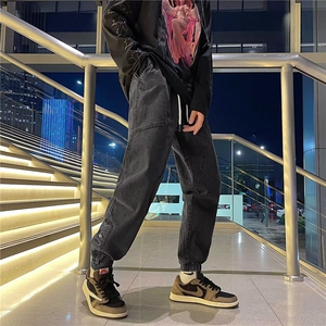 牛仔裤男秋季潮大码休闲裤子高街L12P42图片