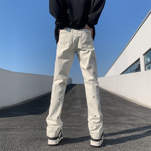美式ins高街hiphop新款弹力修身直筒休闲裤货号K675P65