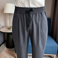 2025新款九分西裤男宽松直筒松紧腰商务休闲垂感西装裤XK001-P58图片