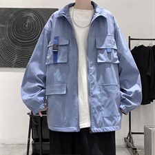 港风ins秋季大码口袋潮酷男工装外穿夹克上衣 JK80 P85 限118图片