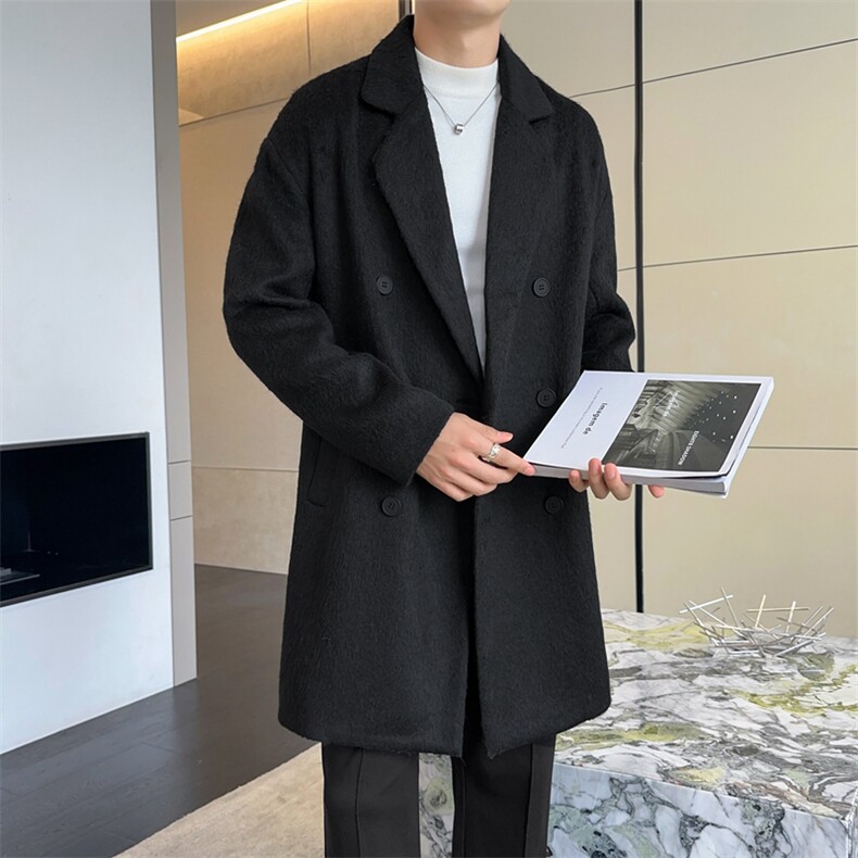 2025新秋款粗纺防羊绒毛呢大衣英伦风衣外套DSA157B-J2566-P115,男装风衣,电商A157B