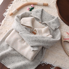 2025年秋季新款加厚点纱半拉链针织羊绒上衣时尚休闲，童装儿童羊绒衫，联起羊绒