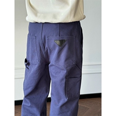 XZ1005-1-TTH0169-P60法工蓝p家倒三角贴皮绣工装裤复古休闲裤，男装皮裤，星座1005-1