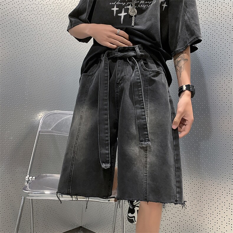 水洗牛仔短裤男夏季美式复古炸街痞帅高街宽松五分裤潮DK0245-P39,男装牛仔裤,星座308B-2