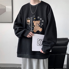 圆领卫衣男大码加厚加绒长袖t恤男S6194-P28加绒款-P33，男装卫衣，电商A040