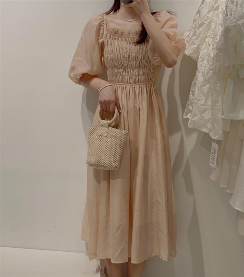 收腰连衣裙，女装连衣裙，驿谷