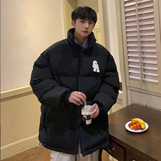 冬季新款宽松面包服港风青春立领棉服男纯色棉衣外套MY9067-P100，男装棉衣，电商A128