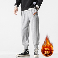 K12064-P40加绒P50束脚纯棉运动裤男士休闲裤大码宽松卫裤男，男装休闲裤，电商A040A