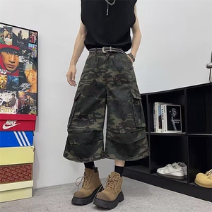 YC0350-P48 美式大口袋工装迷彩裤男夏季新款潮牌宽松直筒七分裤图片