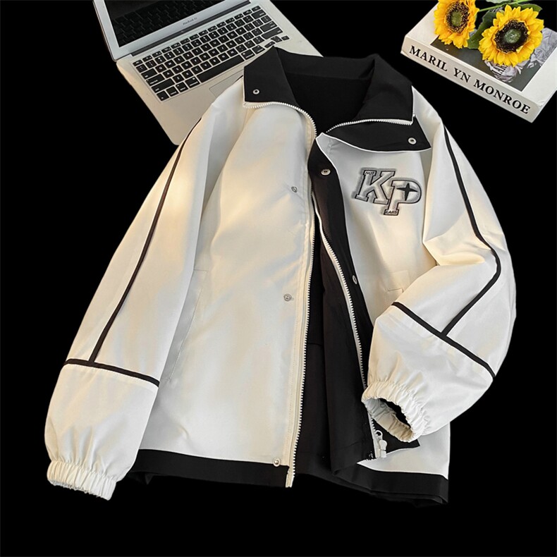 双面穿冲锋衣印花KP夹克男大码棒球服春秋休闲外套6005-P60控108,男装夹克,星座207