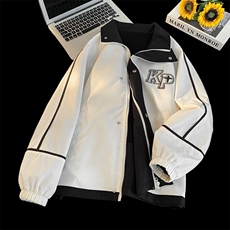 双面穿冲锋衣印花KP夹克男大码棒球服春秋休闲外套6005-P60控108，男装夹克，星座207