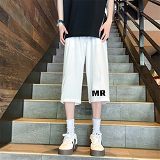 QK72253-P25冰丝七分裤男大码速干短裤男五分裤港风风格，男装休闲裤，电商A040
