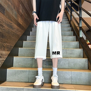 QK72253-P25 冰丝七分裤男大码速干短裤男五分裤 港风风格图片
