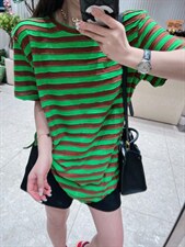 夏季新款条纹不规则抽绳短袖，其它，AT(2F)