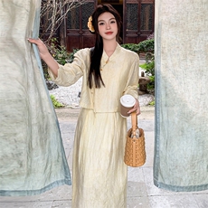 清冷感新中式国风套装裙女2025春新款高级感简约气质半身裙两件套，女装套装/套裙，浙宝305