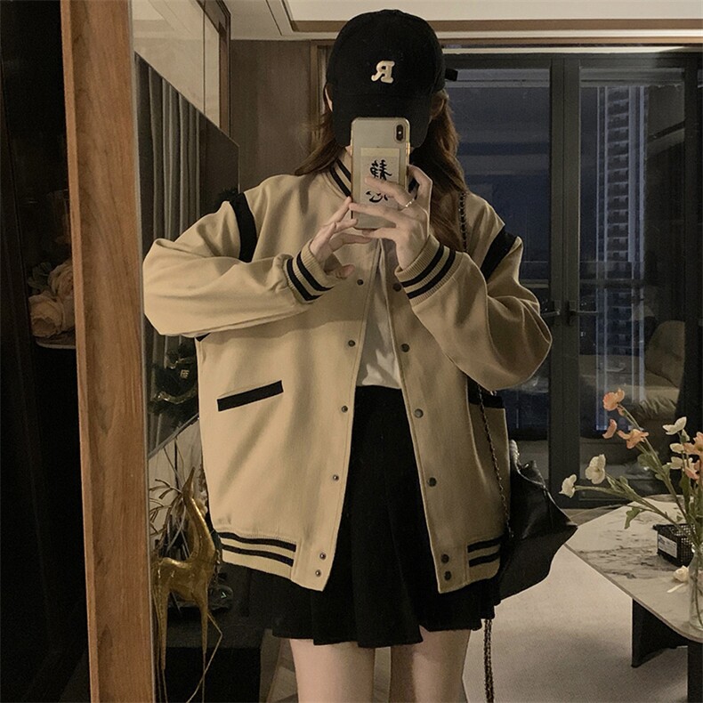 宽松棒球服短外套女2025年春秋新款高级感开衫夹克上衣C719-88,男装夹克,星座911-2(原星座613-2）