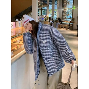 加绒加厚立领棉衣千鸟条纹格字母刺绣棉服面包服手塞棉MY23 P76图片