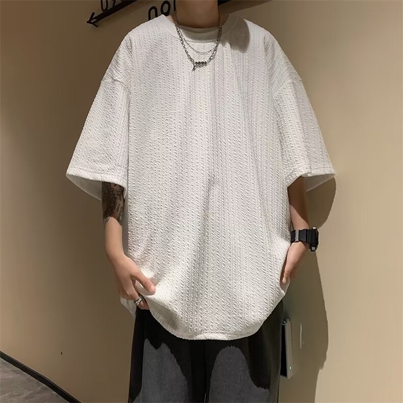 潮牌时尚都市男日系五分袖T恤圆领日常标准春季新款潮流百搭,男装T恤,星座716-4