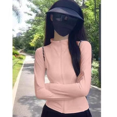 H0845-P35冰丝凉感修身防晒开衫外套薄款运动瑜伽服收腰休闲上衣，女装T恤，星座617A-2