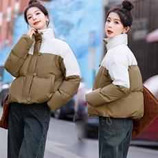 冬装新款时尚休闲拼色加厚短款羽绒服新标90白鸭绒，女装羽绒服，姿衣坊