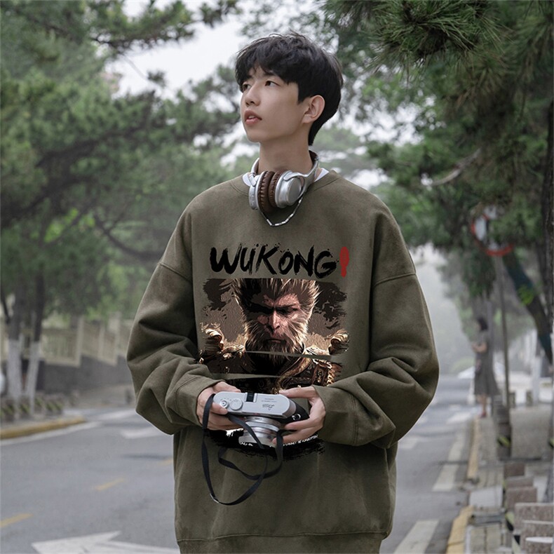 抖音得物高品质黑神话悟空麂皮绒宽松圆领卫衣wyjp7012-特p35控69,男装卫衣,星座605(原A050)