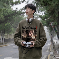 抖音得物高品质黑神话悟空麂皮绒宽松圆领卫衣wyjp7012-特p35控69，男装卫衣，星座605(原A050)