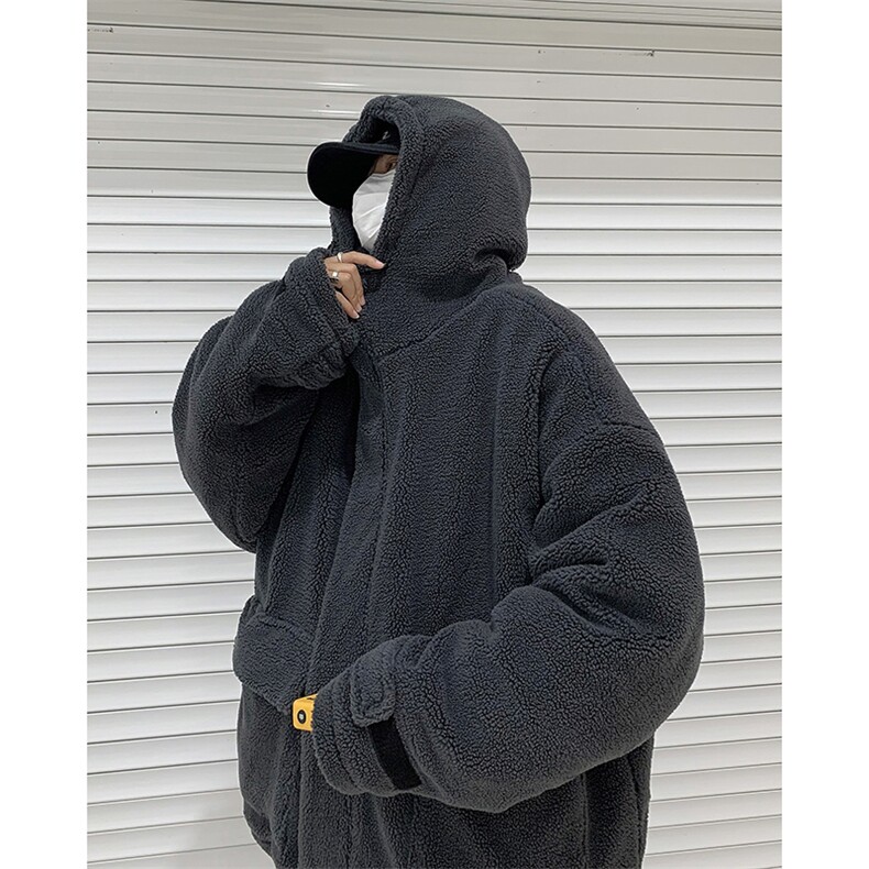 羊羔绒棉衣外套男新款高街ins加绒连帽棉服冬季宽松棉袄M9528-p79,男装棉衣,星座1008